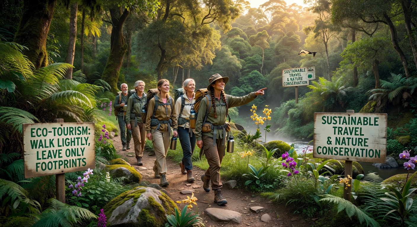 Eco hiking in national park